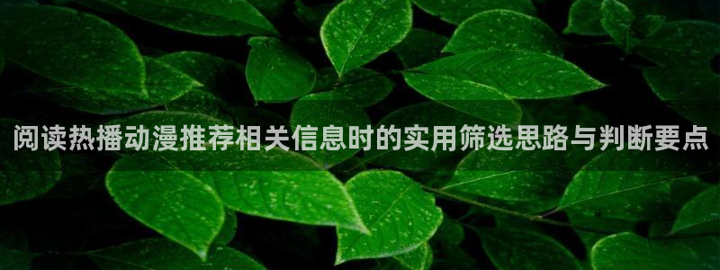 用我的手指来扰乱吧动漫:阅读热播动漫推荐相关信息时的实用筛选思路与判断要点